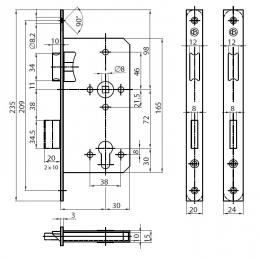 CES 77.34 врезной замок с ригелем и защелкой DIN 18251-1, класс 3 - 2