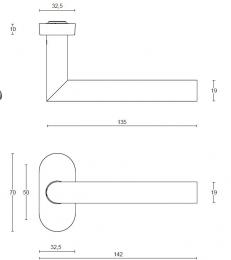 BASICS LB2-19 LBR32G IN дверные ручки на узкой розетке сталь сатинированная - 2