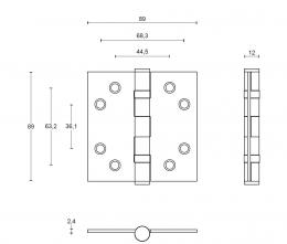 BASICS LBS8989 IM дверная петля PVD золото сатинированное - 2