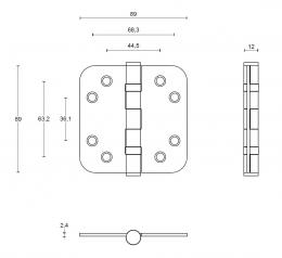 BASICS LBSA8989 IK дверная петля PVD медь полированная - 2