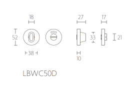 BASICS LBWC50D UZI IN дверная защелка с кнобом сталь сатинированная - 2