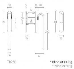 FOLD TB230 IN ручки для раздвижной двери сталь сатинированная - 2