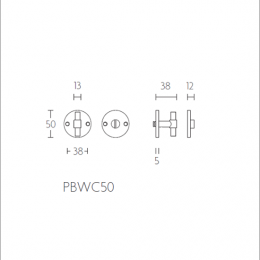 ONE PBWC50/5-6-7-8 NM дверная защелка с кнобом черный сатинированный (RAL9004) - 2