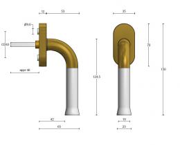 NOUR EV101-DK-O IMBM оконная ручка поворотно-откидная PVD золото сатинированное/белый матовый (RAL9003) - 2