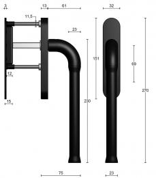 NOUR EV231 NM ручки для раздвижной двери черный сатинированный (RAL9004) - 5