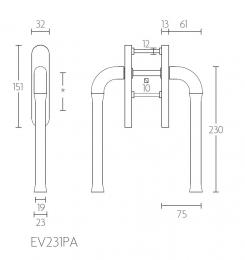 Изображение продукта NOUR EV231PA IP ручки для раздвижной двери сталь полированная