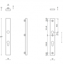 ONE LSQSM-28 PC55 NM броне-пластины дверные черный сатинированный (RAL9004) - 2