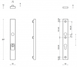 SQUARE LSQSM-28KT PC92 NM броне-пластины дверные черный сатинированный (RAL9004) - 2