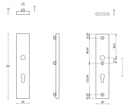 ONE LSQSM-50 PC92 NM броне-пластины дверные черный сатинированный (RAL9004) - 2