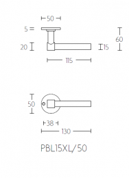 ONE PBL15XL/50 NM дверные ручки на розетке черный сатинированный (RAL9004) - 2