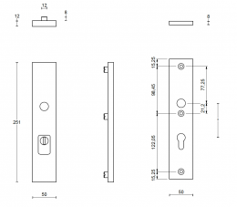 SQUARE LSQSM-50KT PC72 NM броне-пластины дверные черный сатинированный (RAL9004) - 2