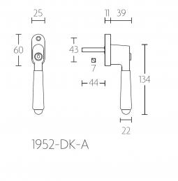 TIMELESS 1952-DK-A OLEB R/L оконная ручка поворотно-откидная латунь нелакированная/эбеновое дерево - 2